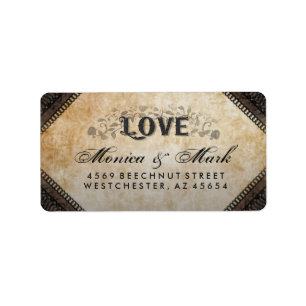 Halloween Brown Gothic LOVE Wedding Address Label