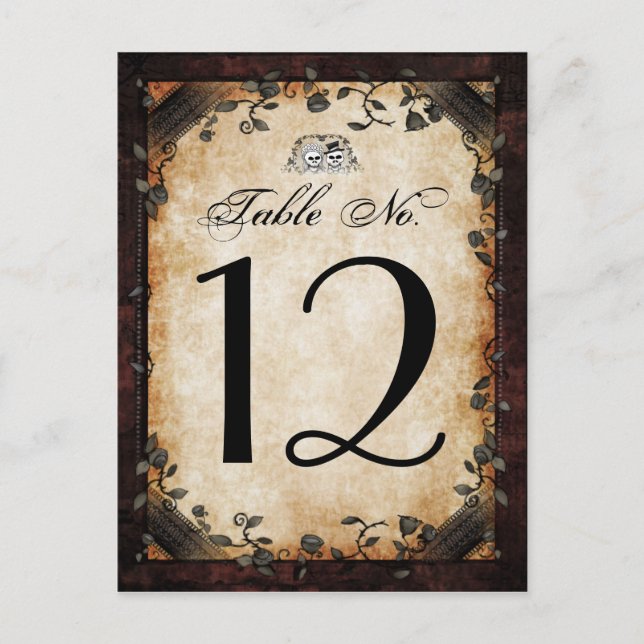 Halloween Brown Gothic Matching Table Number Cards (Front)
