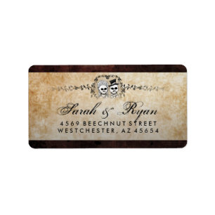 Halloween Brown Gothic Skeletons & Wedding Address Label
