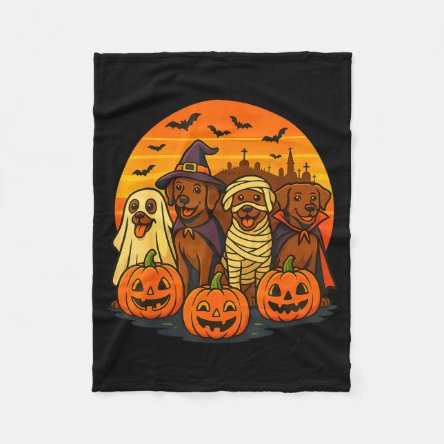 Halloween Brown Labrador Ghost Soky Chocolate Lab  Fleece Blanket (Front)