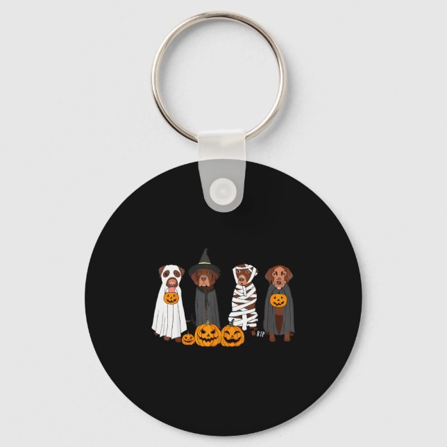 Halloween Brown Labrador Ghost Soky Chocolate Lab  Key Ring (Front)
