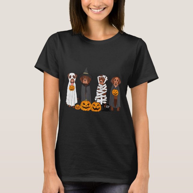 Halloween Brown Labrador Ghost Soky Chocolate Lab  T-Shirt (Front)