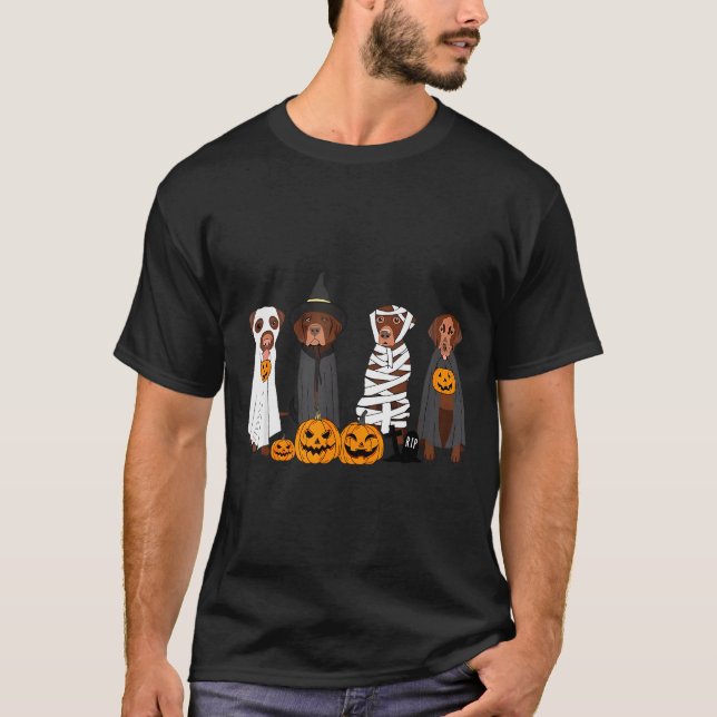Halloween Brown Labrador Ghost Soky Chocolate Lab  T-Shirt (Front)