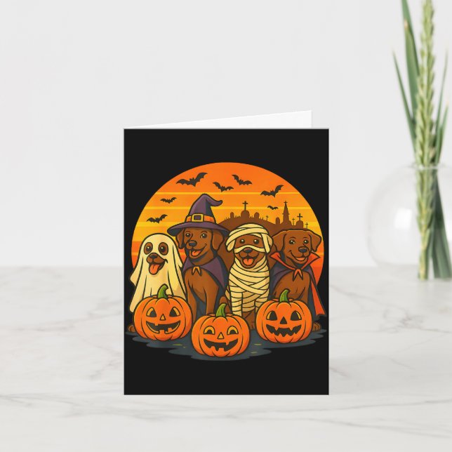 Halloween brown labrador ghost spooky chocolate card (Front)