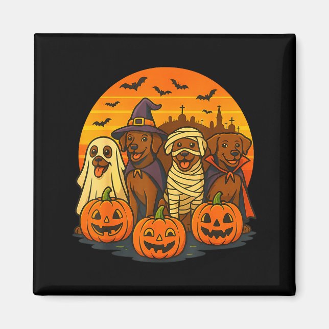 Halloween brown labrador ghost spooky chocolate magnet (Front)