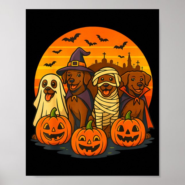 Halloween brown labrador ghost spooky chocolate poster (Front)