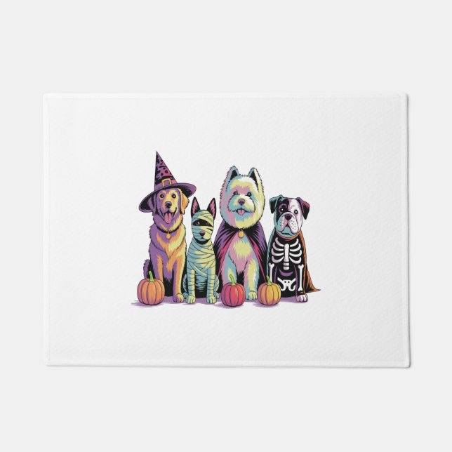 Halloween Brush Squad Dog Doormat (Front)