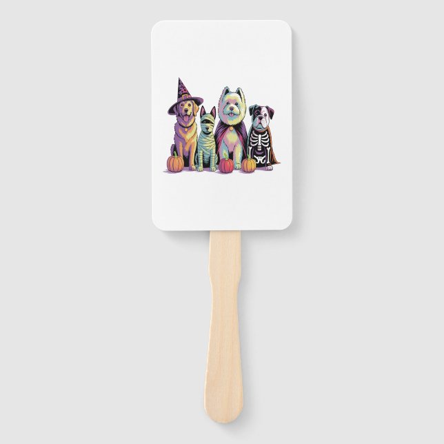 Halloween Brush Squad Dog Hand Fan (Front)
