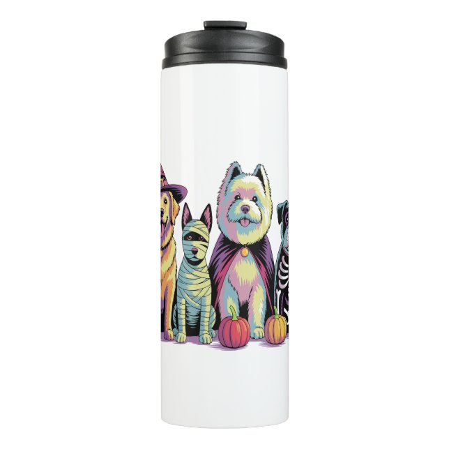 Halloween Brush Squad Dog Thermal Tumbler (Front)
