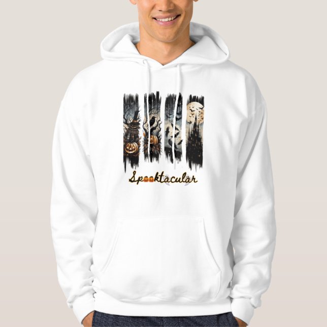 Halloween brushstroke 4 vertical panel  hoodie (Front)