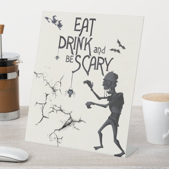 Halloween Buffet Food Table Pedestal Sign (In SItu)