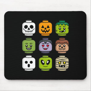 Halloween Building Brick Head Pumpkin Ghost Zombie Mouse Mat