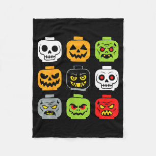 Halloween Building Brick Head Shirt Men Kids Youth Fleece Blanket