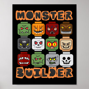 Halloween Building Bricks Monster Builder Brick He Poster