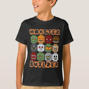 Halloween Building Bricks Monster Builder Brick He T-Shirt