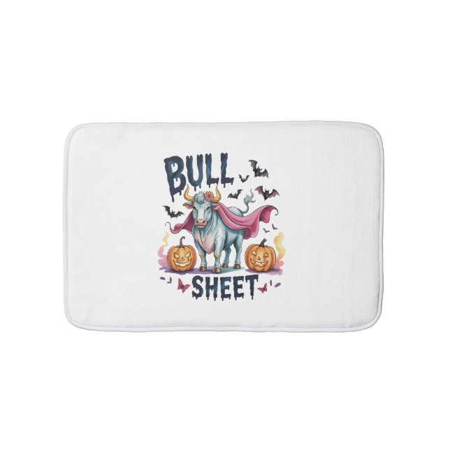 Halloween Bull Sheet,Funny Ghost Cow Bath Mat (Front)