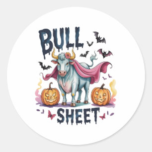 Halloween Bull Sheet,Funny Ghost Cow Classic Round Sticker