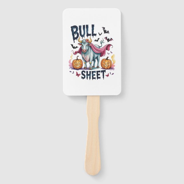 Halloween Bull Sheet,Funny Ghost Cow Hand Fan (Front)