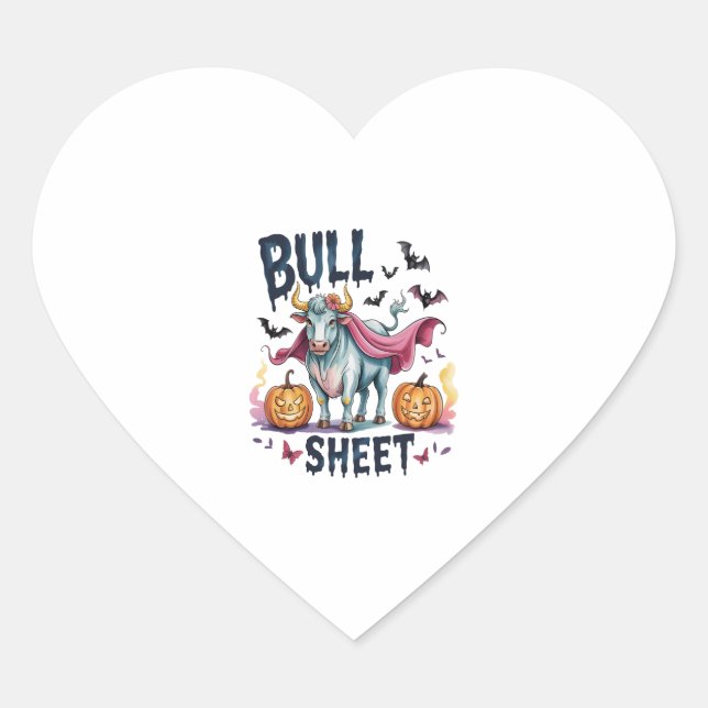 Halloween Bull Sheet,Funny Ghost Cow Heart Sticker (Front)