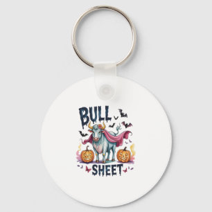 Halloween Bull Sheet,Funny Ghost Cow Key Ring