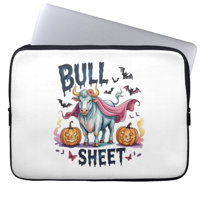Halloween Bull Sheet,Funny Ghost Cow Laptop Sleeve (Front)