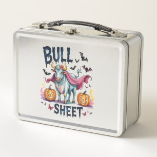 Halloween Bull Sheet,Funny Ghost Cow Metal Lunch Box