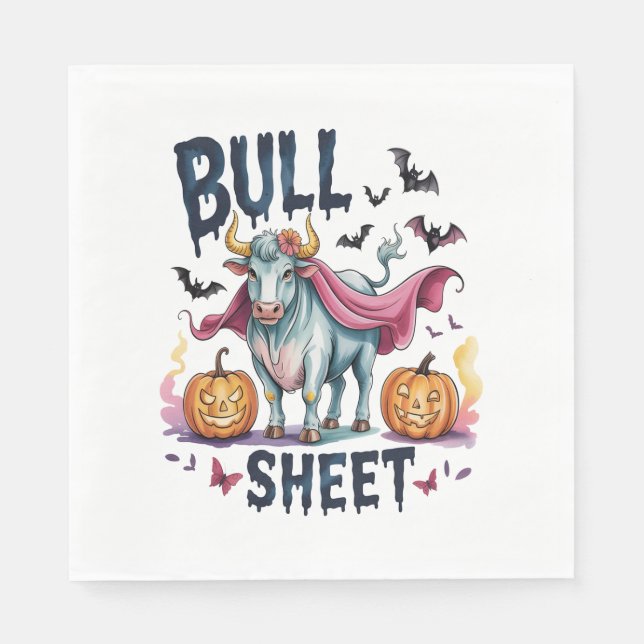Halloween Bull Sheet,Funny Ghost Cow Napkin (Front)
