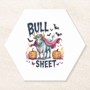 Halloween Bull Sheet,Funny Ghost Cow Paper Coaster