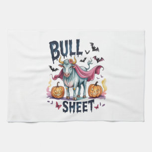 Halloween Bull Sheet,Funny Ghost Cow Tea Towel