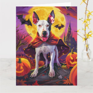 Halloween Bull Terrier Vampire Pumpkins Scary Card