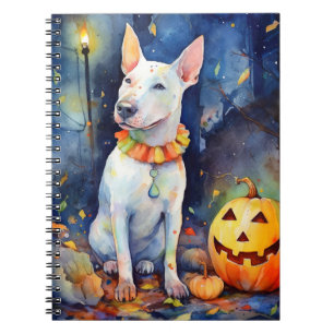 Halloween Bull Terrier With Pumpkins Scary Notebook