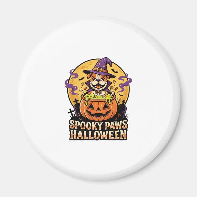 Halloween Bulldog Pumpkin Night Magnet (Front)