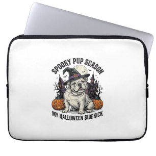Halloween Bulldog Shirt Cute Witch Dog Vintage Gra Laptop Sleeve