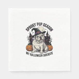 Halloween Bulldog Shirt Cute Witch Dog Vintage Gra Napkin
