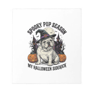 Halloween Bulldog Shirt Cute Witch Dog Vintage Gra Notepad