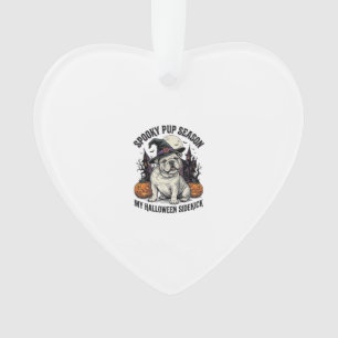 Halloween Bulldog Shirt Cute Witch Dog Vintage Gra Ornament