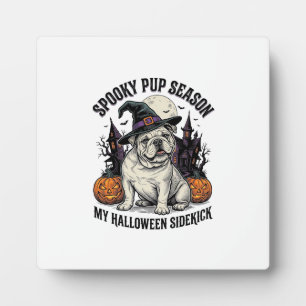 Halloween Bulldog Shirt Cute Witch Dog Vintage Gra Plaque