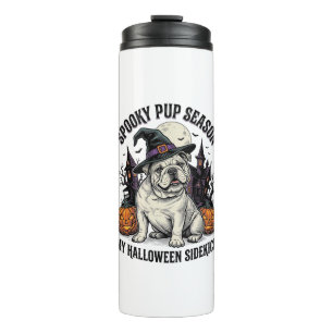 Halloween Bulldog Shirt Cute Witch Dog Vintage Gra Thermal Tumbler