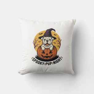 Halloween Bulldog Shirt With Vintage Pumpkin Dog A Cushion
