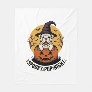 Halloween Bulldog Shirt With Vintage Pumpkin Dog A Fleece Blanket