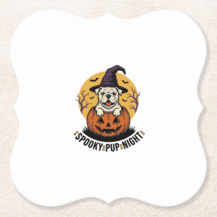 Halloween Bulldog Shirt With Vintage Pumpkin Dog A Paper Coaster