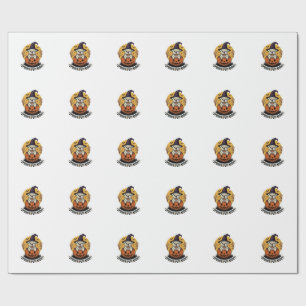 Halloween Bulldog Shirt With Vintage Pumpkin Dog A Wrapping Paper