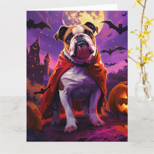 Halloween Bulldog Vampire Pumpkins Scary Card