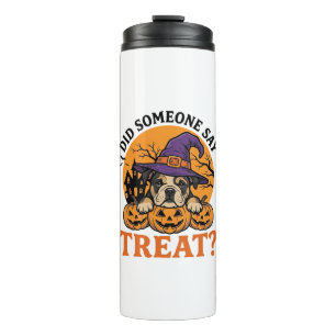 Halloween Bulldog Witch Dog Treat Vintage Shirt De Thermal Tumbler