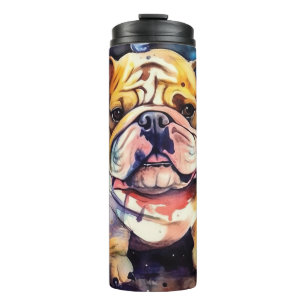 Halloween Bulldog With Pumpkins Scary Thermal Tumbler