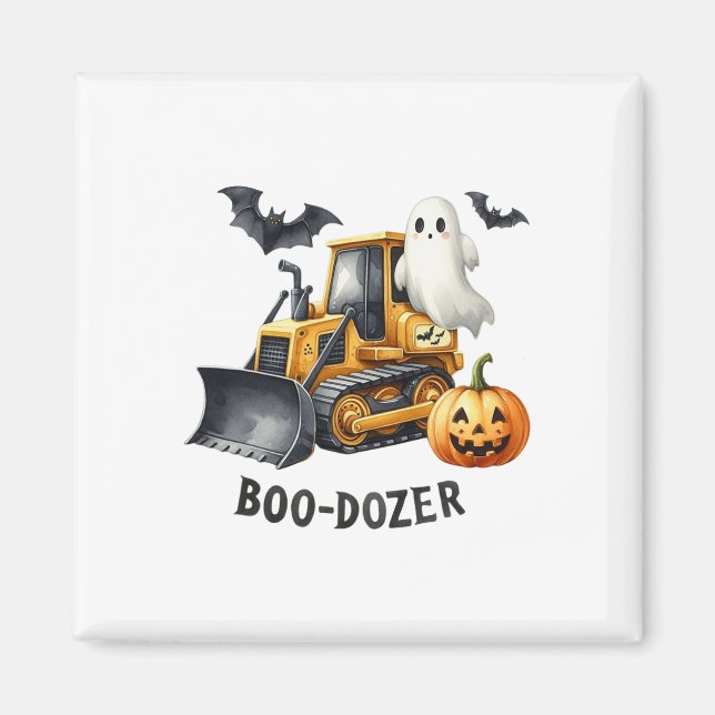 Halloween Bulldozer Construction Trucks Ghost Hall Magnet (Front)