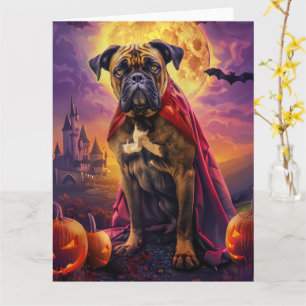 Halloween Bullmastiff Vampire Pumpkins Scary Card