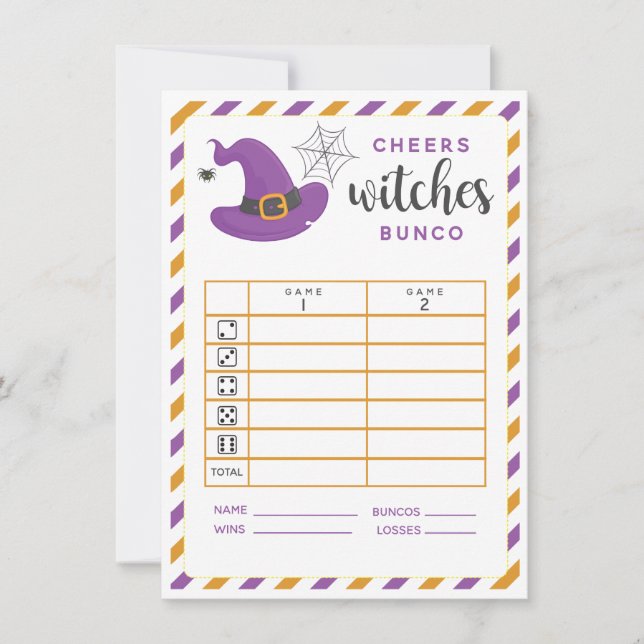 Halloween Bunco card Cheers Witches 2 rounds (Front)