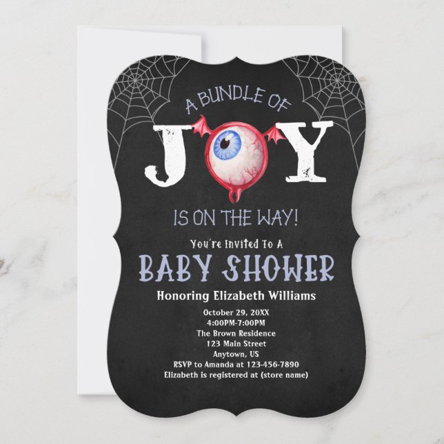 Halloween Bundle Of Joy Creepy Eye Baby Shower Invitation (Front)