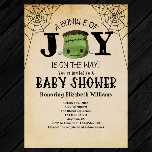 Halloween Bundle Of Joy Frankenstein Baby Shower Invitation